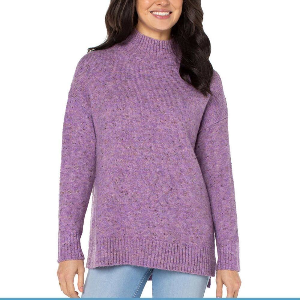 NWT Well Worn Women's Mock Neck High Low Hem Cozy Soft Nep Yarn Sweater